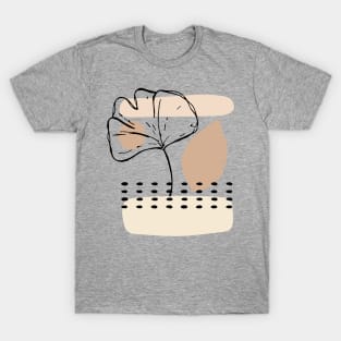 Minimal Modern  Abstract Shapes  leave  Warm Tones  Design T-Shirt